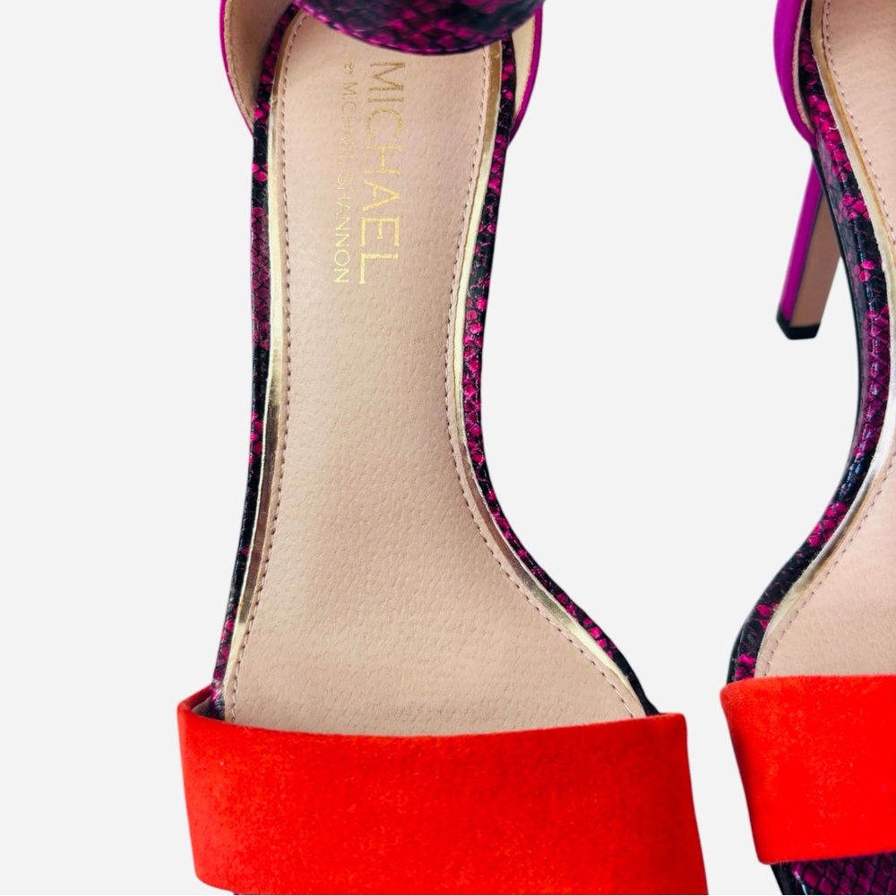 Michael Kors Pink Python and Orange Suede Ankle-S… - image 2